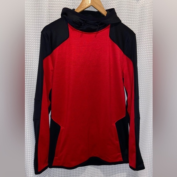 2/60& Men’s UNDER ARMOUR ColdGear black and red  Reactor Fleece Hoodie sz medium - Picture 4 of 16